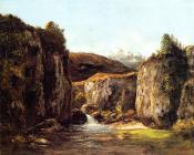 古斯塔夫库尔贝 - Landscape: The Source among the Rocks of the Doubs